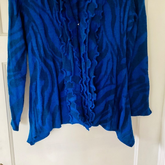 Peruvian Link Alpaca Collection Blue Ruffled Cardigan Size L Made in Peru Artsy - Picture 4 of 15
